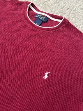 Polo by Ralph Lauren Men's Crewneck Sweater in Berry Red with White Pony